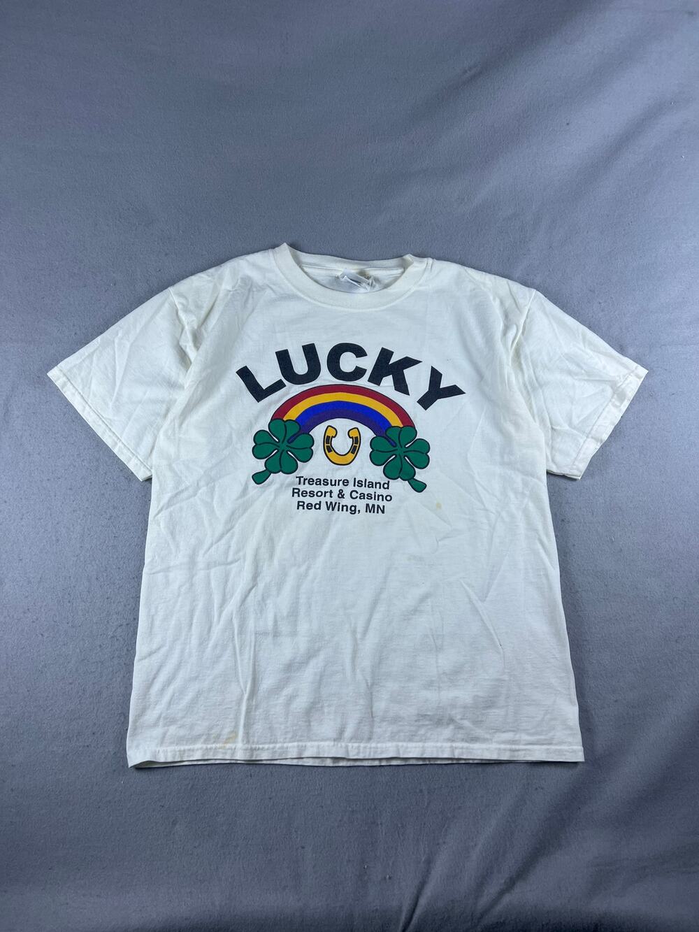 Vintage Treasure Island Resort & Casino T-Shirt Mens L White Graphics Print Tee